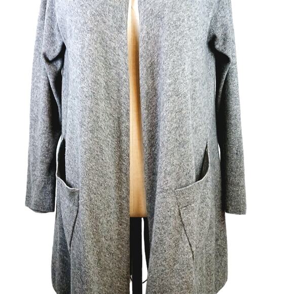 LUTZ & PATMOS SZ XS/S Cashmere Wool Blend Long Line Open Cardigan Gray - Picture 3 of 8